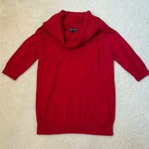 Express red short sleeved cowl neck lightweight cozy sweater, sz S petite